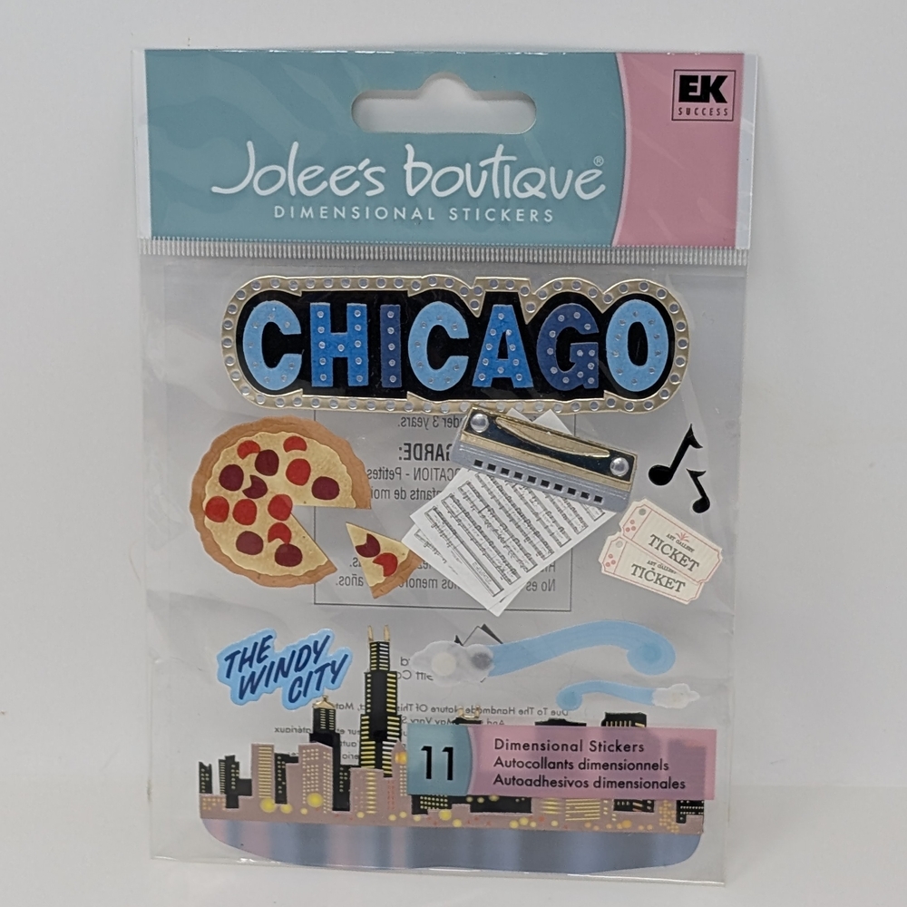 Jolee's Boutique Stickers Chicago Dimensional Pizza Music Scrapbooking